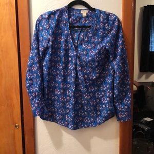 J Crew Blue patterned blouse - Size XXS